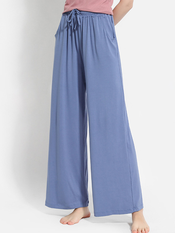 Blue Modal Flared Wide Leg Pants