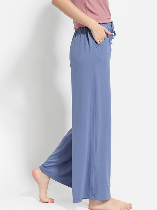 Blue Modal Flared Wide Leg Pants