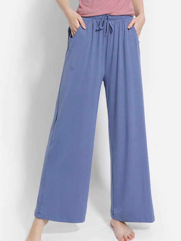 Blue Modal Flared Wide Leg Pants