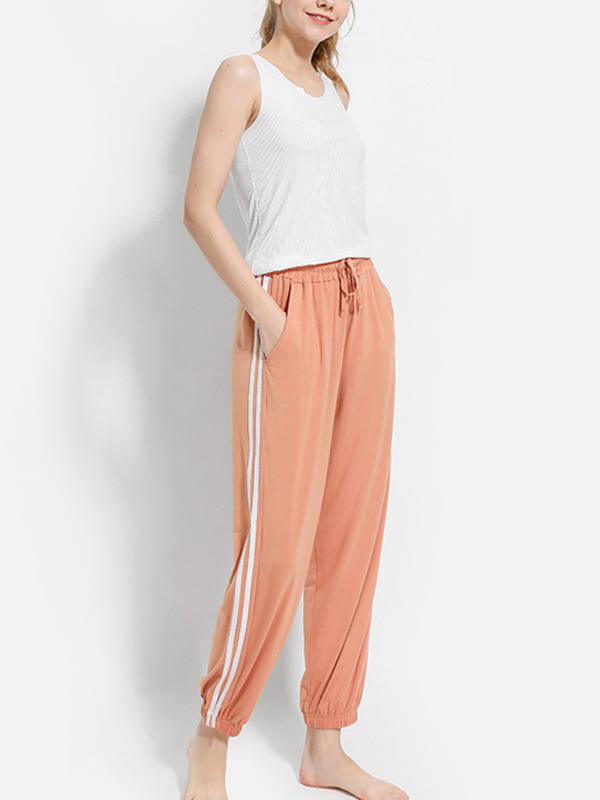 Orange Modal Joggers with Striped Design