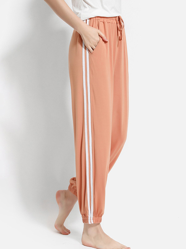 Orange Modal Joggers with Striped Design