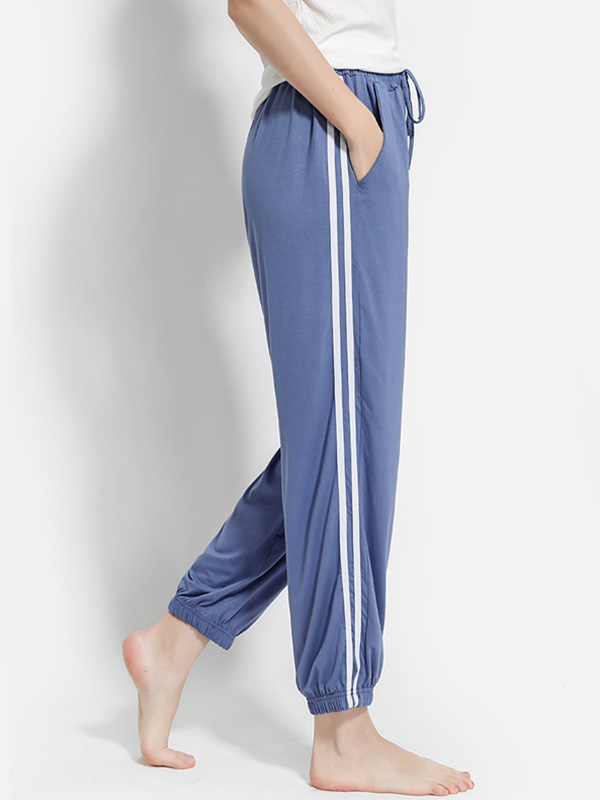 Blue Modal Joggers with Striped Design