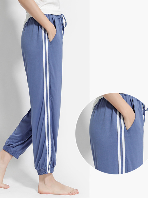 Blue Modal Joggers with Striped Design