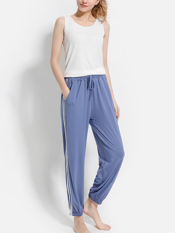 Blue Modal Joggers with Striped Design