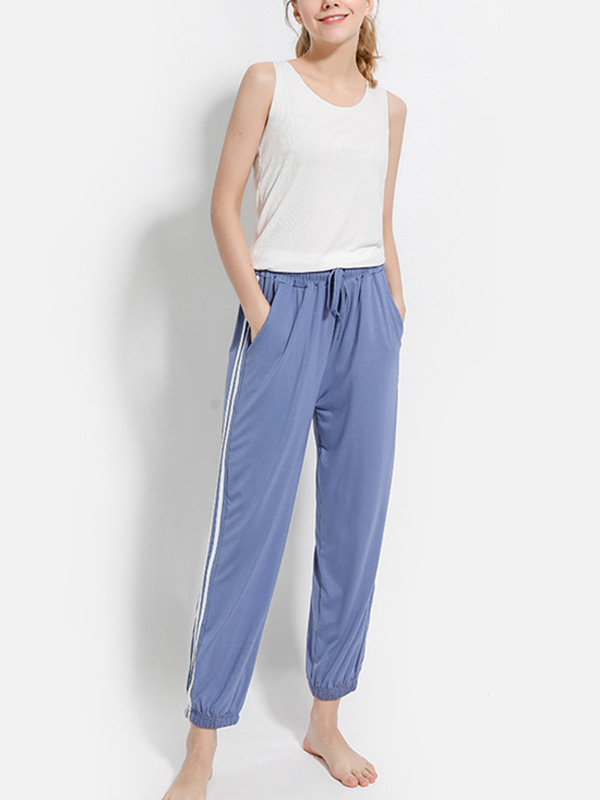 Blue Modal Joggers with Striped Design