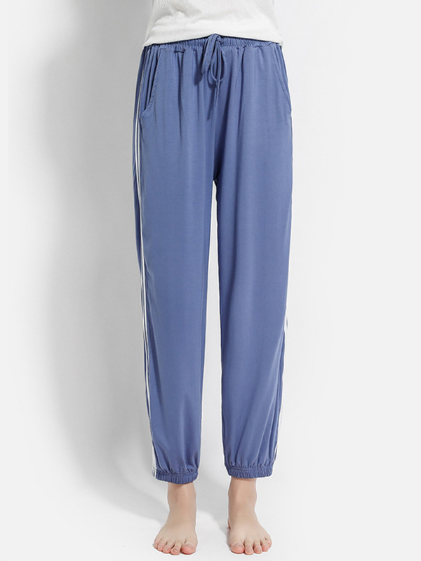 Blue Modal Joggers with Striped Design