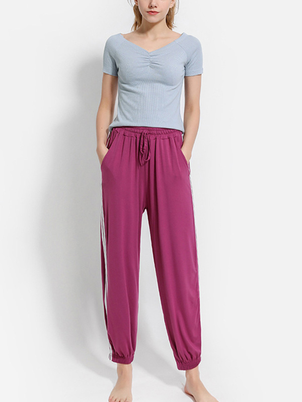 Fuchsia Modal Joggers with Striped Design