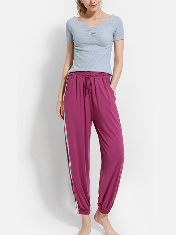 Fuchsia Modal Joggers with Striped Design