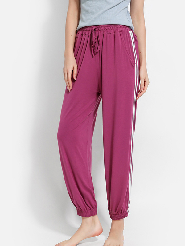 Fuchsia Modal Joggers with Striped Design