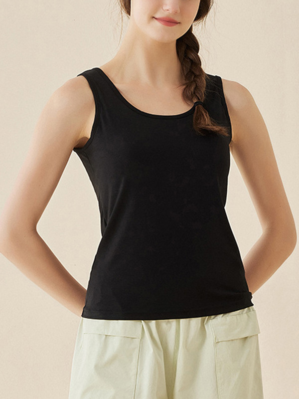 Black Scoop Neck Tank Top