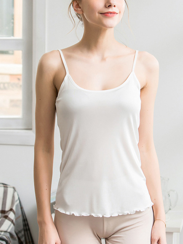 White Round Neck Silk Camisole