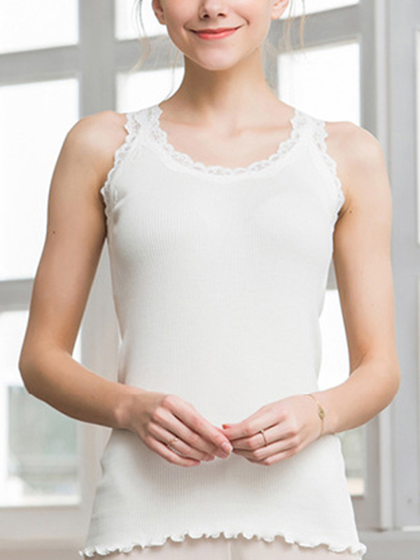 White Silk Lace Tank Top