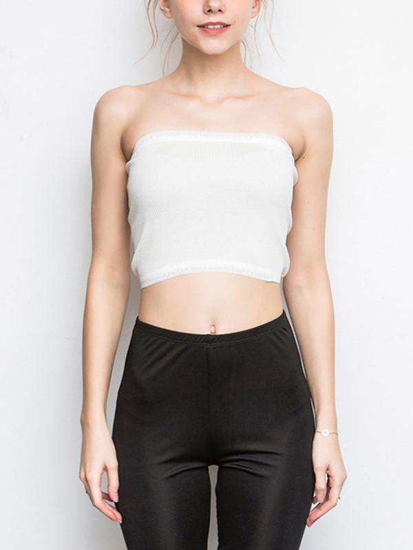 White Silk Threaded Tube Top