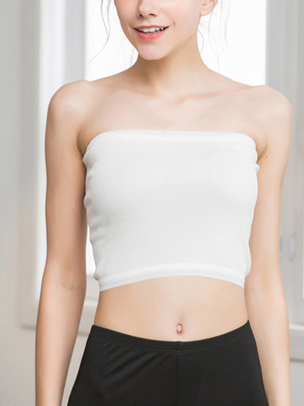 White Silk Threaded Tube Top